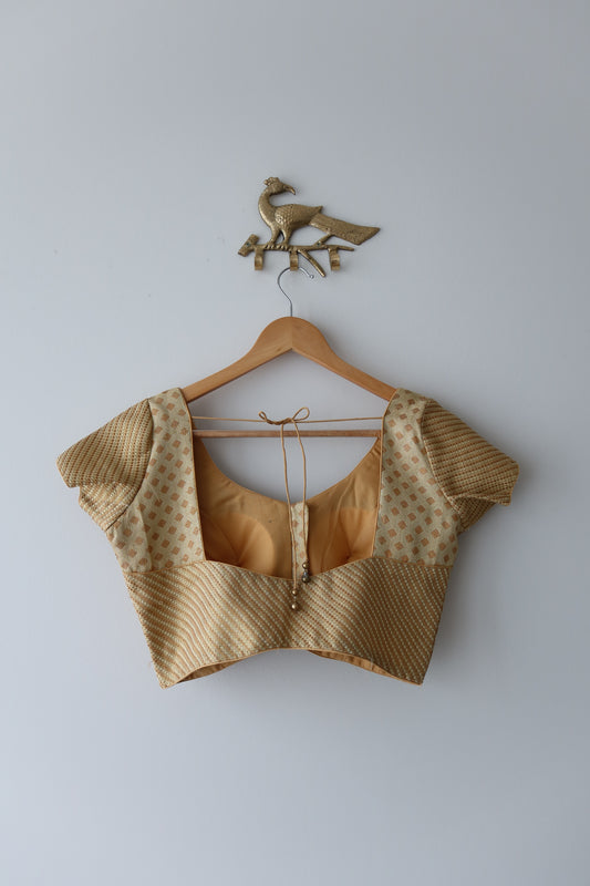 Classic Gold Brocade Blouse- 34, New