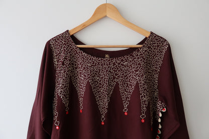 Brown Elegant Kurti Top - New, XL/42