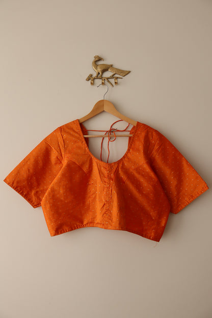 Orange Silk Blouse with Gold Accents- New, 46-50