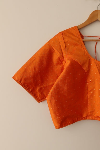 Orange Silk Blouse with Gold Accents- New, 46-50