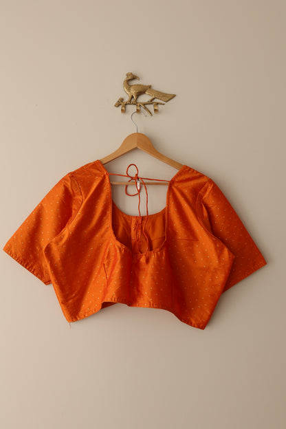 Orange Silk Blouse with Gold Accents- New, 46-50