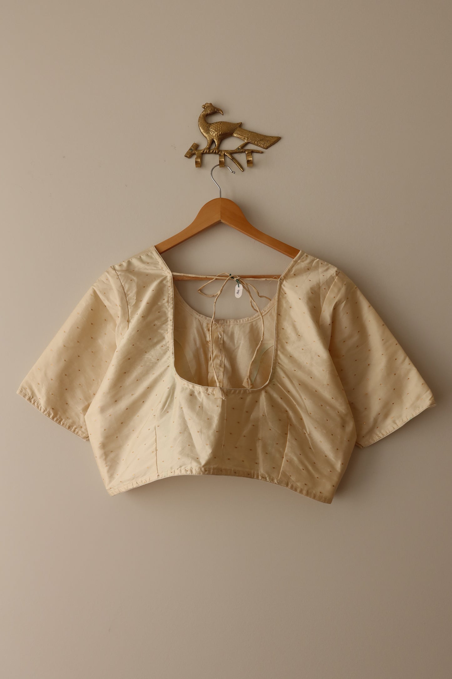 Off White Silk Blouse with Gold Accents- New, 4XL/48
