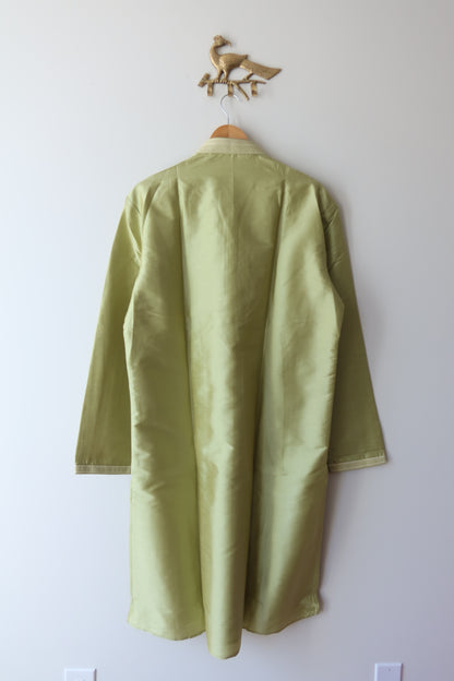Green Silk Men’s Kurta Set - Size 42, New