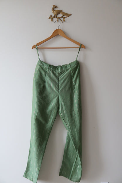 Green And Silver Cotton Pants With Pockets - XL, Brand New