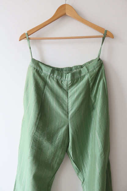 Green And Silver Cotton Pants With Pockets - XL, Brand New