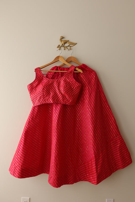 Hot Pink And Gold Lehenga Set - Size 38, Brand New