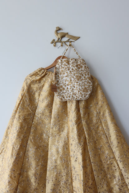 Gold Organza Lehenga - 36 , Brand New