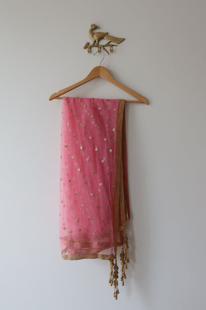 Multicolor Choli Set With Pink Blouse - Size M/L, Preloved