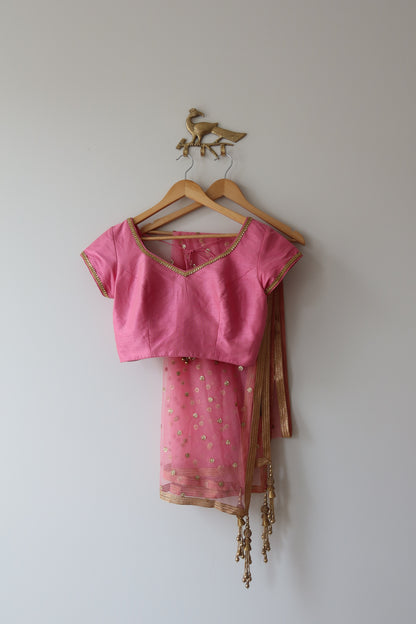 Multicolor Choli Set With Pink Blouse - Size M/L, Preloved