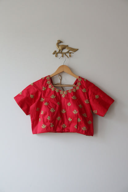 Hot Pink Silk Lehenga Set With Peach Coral Dupatta - Size 42, Brand New