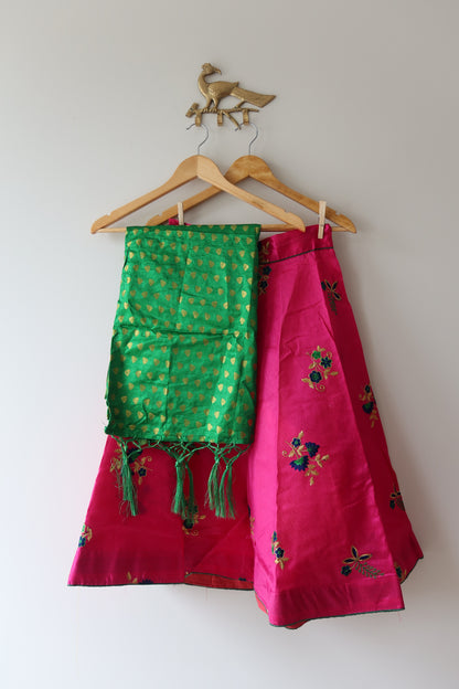 Pink & Green Kids Lehenga Set- Size 28, New
