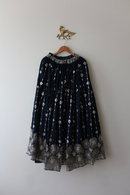 Blue Sequined Lehenga with Potli Bag- New 36/38