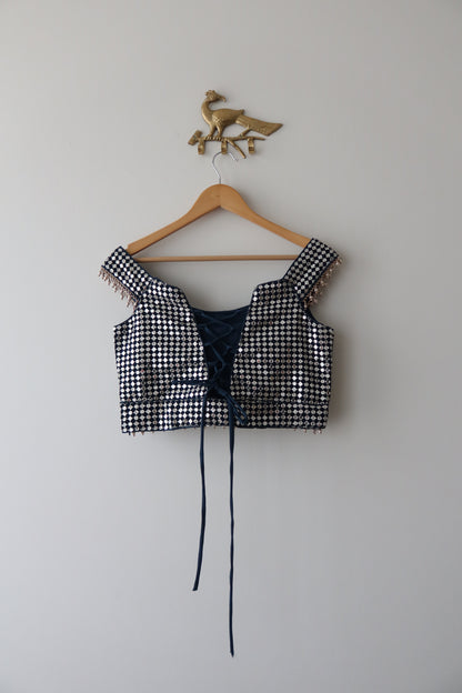 Blue Sequined Lehenga with Potli Bag- New 36/38