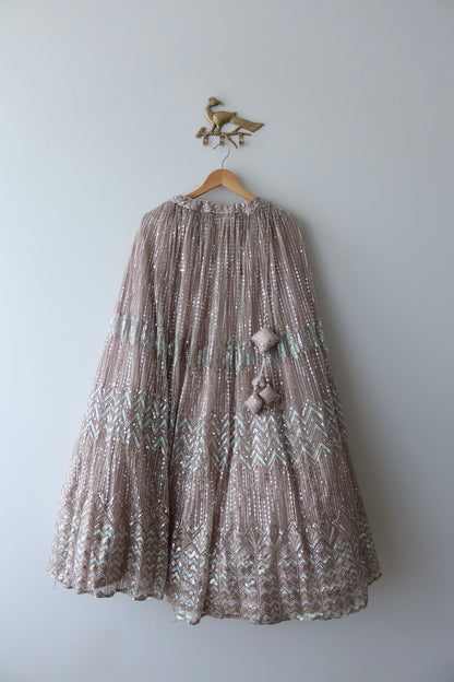 Silver Sequined Nazranaa Lehenga Set- Size 38, Preloved
