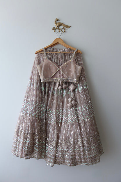 Silver Sequined Nazranaa Lehenga Set- Size 38, Preloved