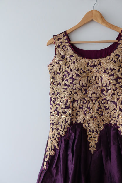 Burgundy Silk Gown - New
