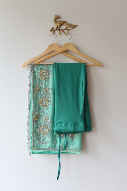Sea Green Embellished Sari