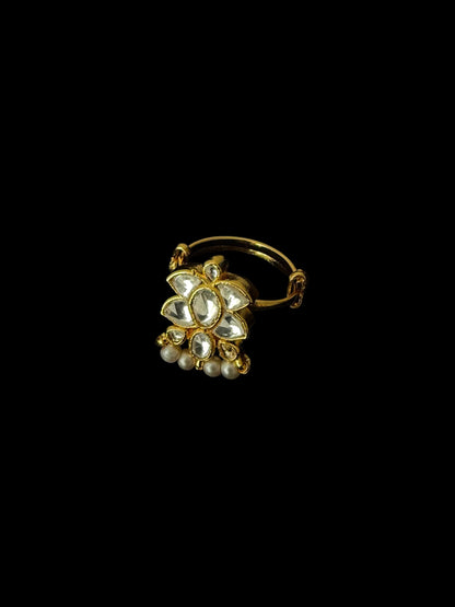 Clear Kundan Lotus Ring