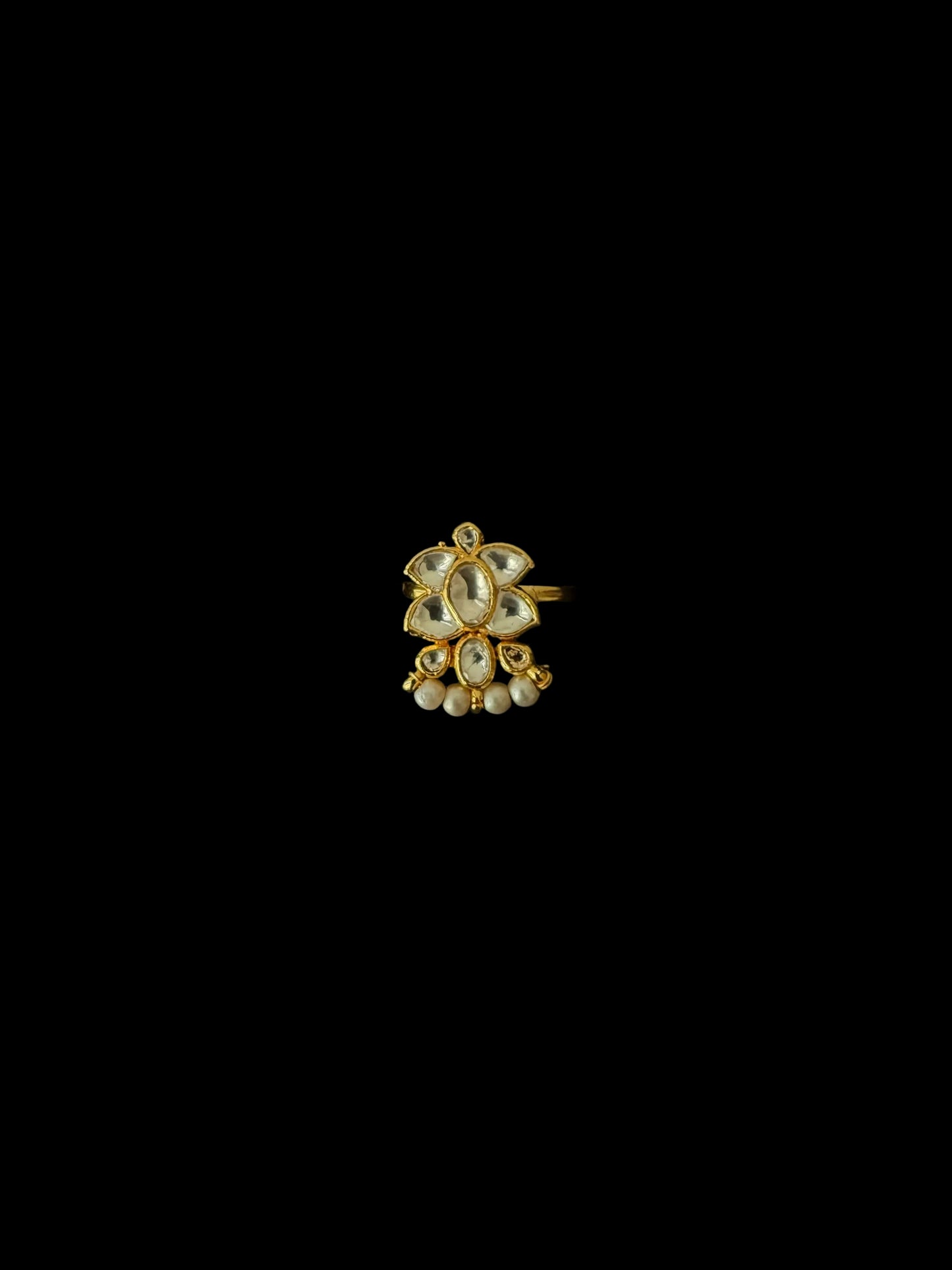 Clear Kundan Lotus Ring