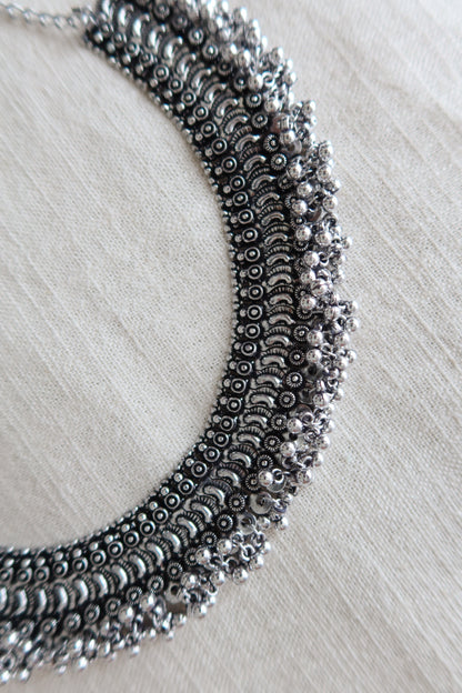 Oxidized 2-Piece Silver Choker Necklace - New, One Size