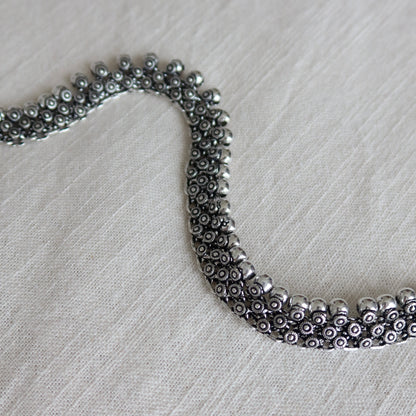 Oxidized 2-Piece Silver Choker Necklace - New, One Size