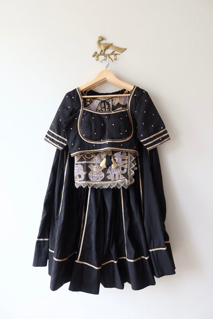 Black and Gold Striped Lehenga Choli Full set - New, Size M/L