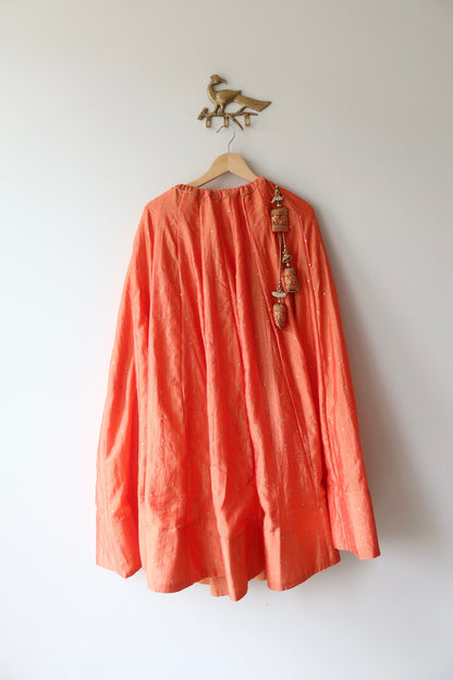 Peach and Gray Floral Lehenga Set - Brand New, Size M/L