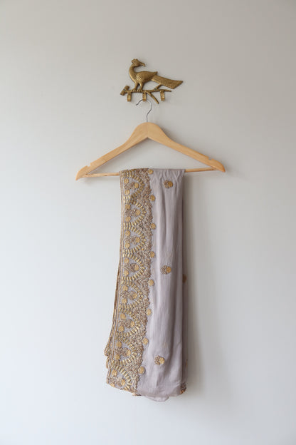 Peach and Gray Floral Lehenga Set - Brand New, Size M/L