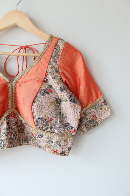 Peach and Gray Floral Lehenga Set - Brand New, Size M/L