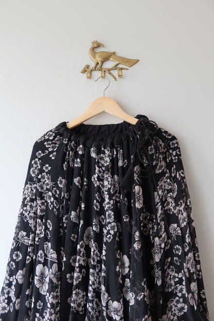 White and Black Lightweight Floral Lehenga Full set - New, Size L/XL