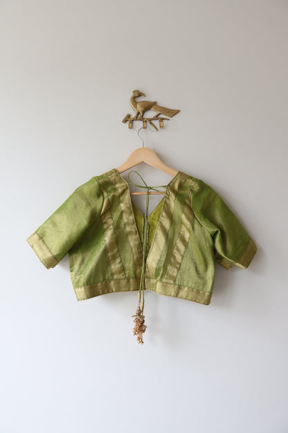 Lime Green Tissue Silk Lehenga Choli Full set - New, Size XXL/3XL