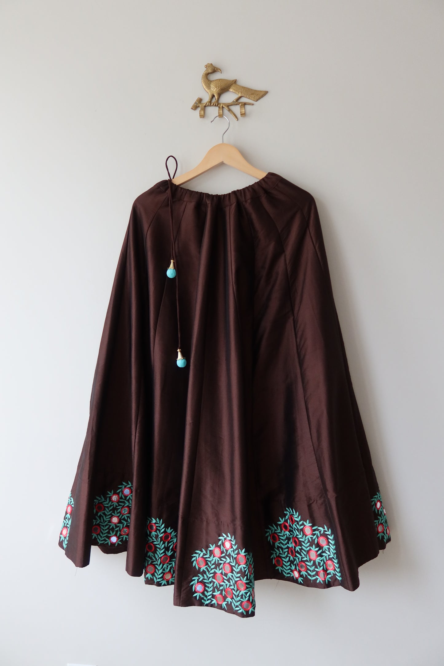 Brown Blue and Pink Silk Lehenga Choli Full set - New, Size L/XL
