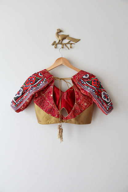 Red and Gold Bandhani Lehenga Choli - New, M/L