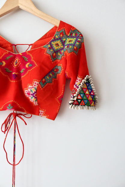 Orange Festive Printed Lehenga Choli - New, S/M