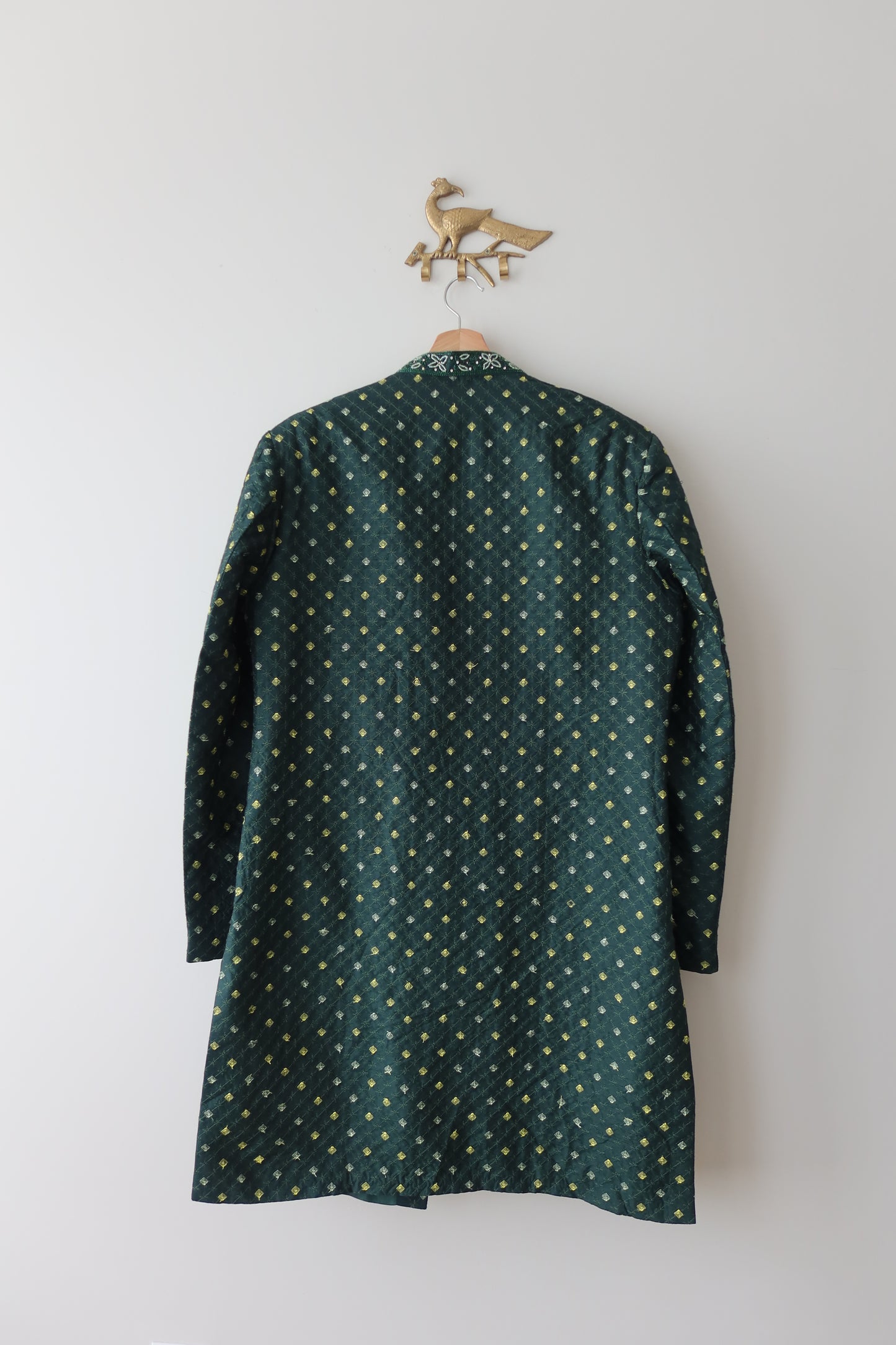 Emerald Green Art-Silk 3-Piece Sherwani-Style Jacket Suit