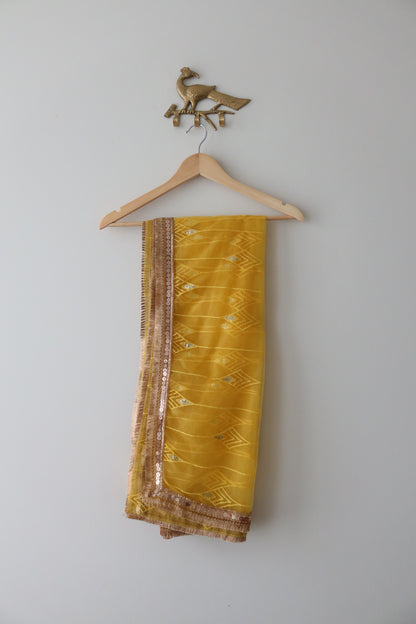 Sunshine Yellow Mirror-Work Net Lehenga Set