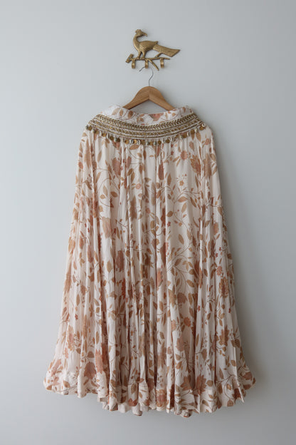 Ivory Chiffon Embroidered Lehenga Set