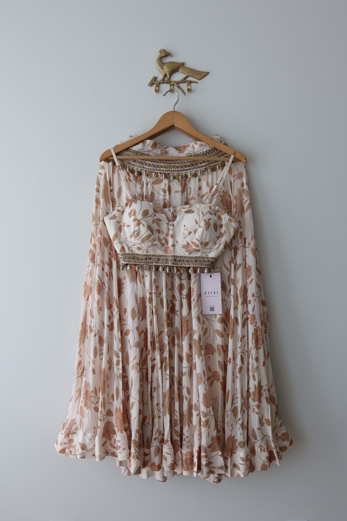 Ivory Chiffon Embroidered Lehenga Set