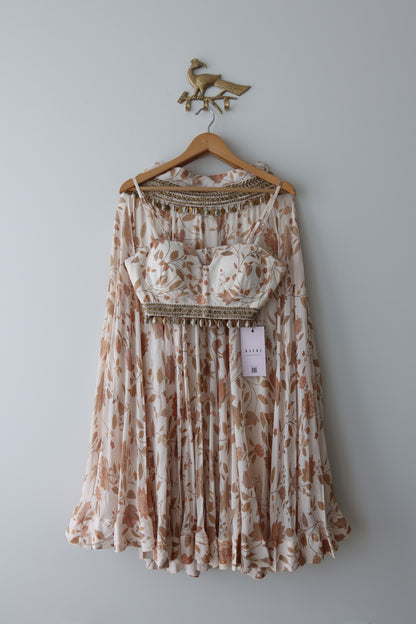 Ivory Chiffon Embroidered Lehenga Set