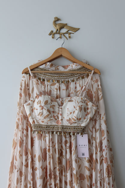 Ivory Chiffon Embroidered Lehenga Set