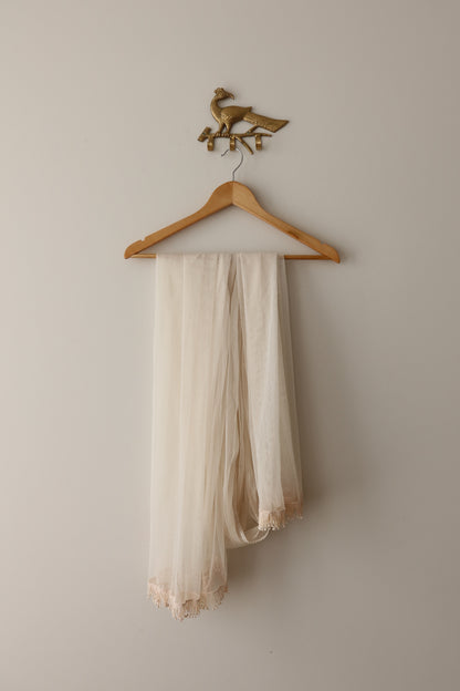 Ivory Chiffon Embroidered Lehenga Set