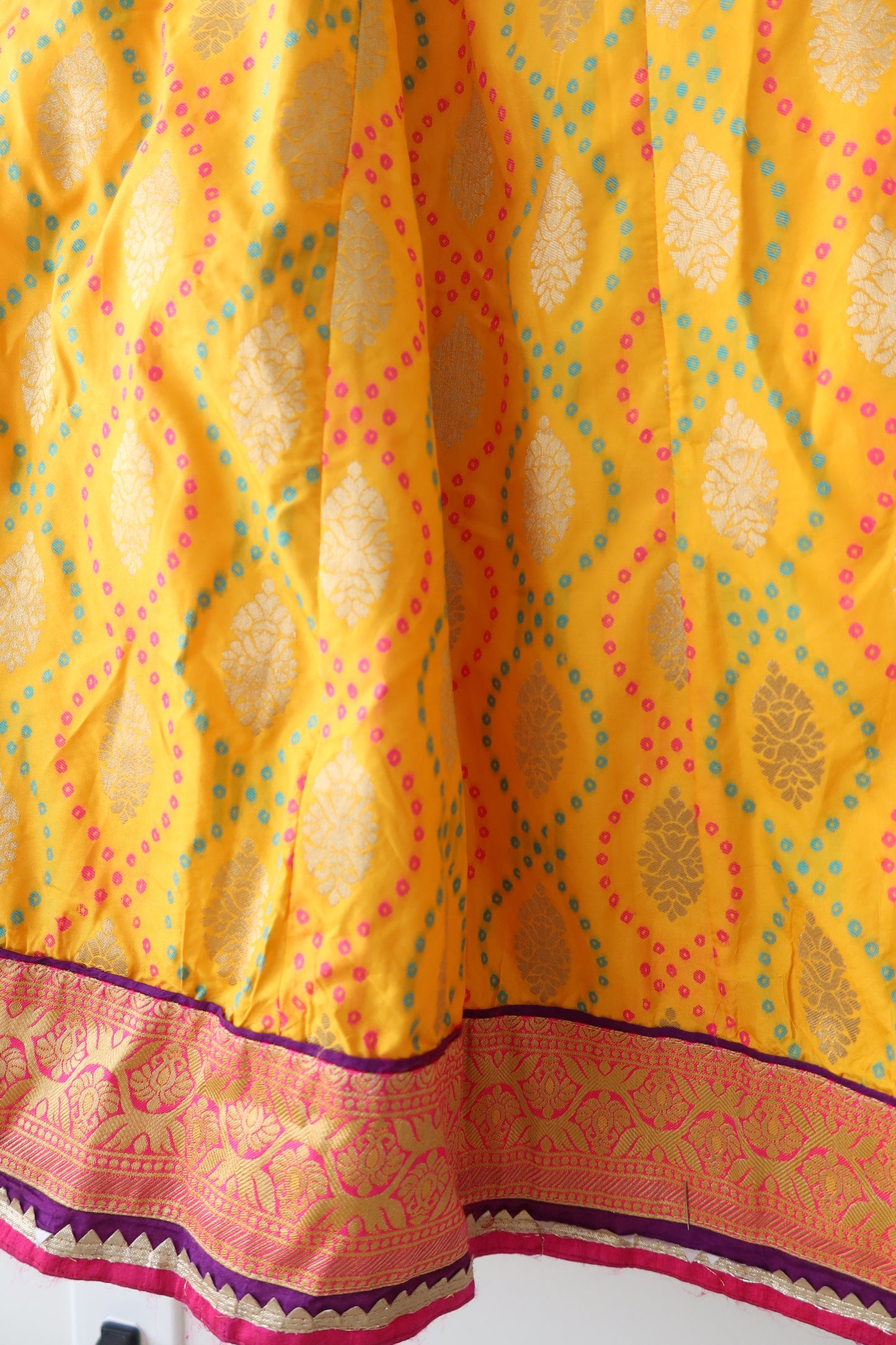 Yellow and Purple Lehenga Set