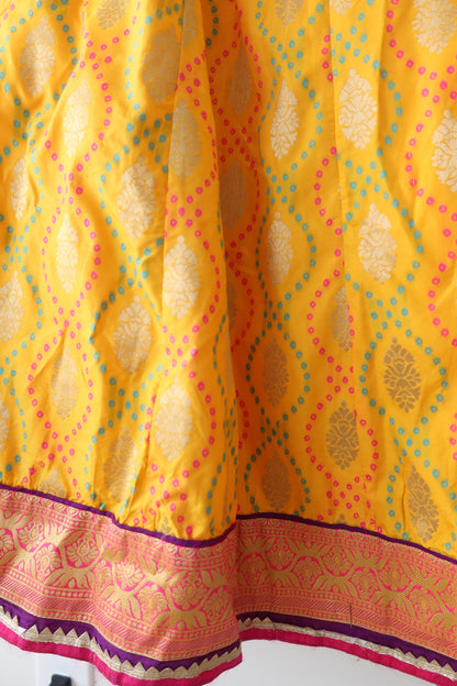 Yellow and Purple Lehenga Set