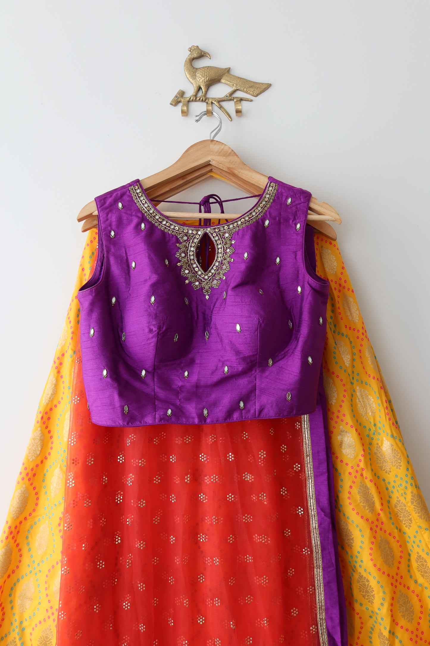 Yellow and Purple Lehenga Set