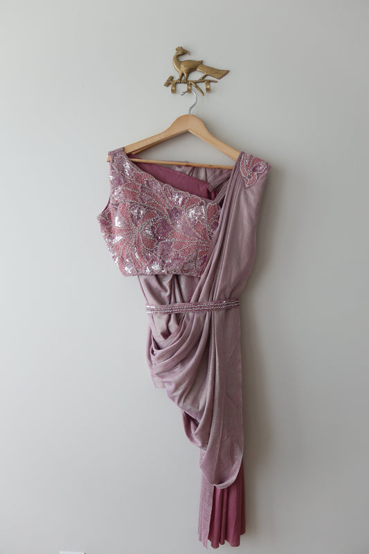 Iridescent Pink Lavender Sari Suit