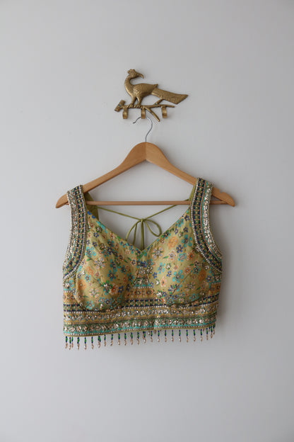 Lime Green Nazraana Lehenga Set