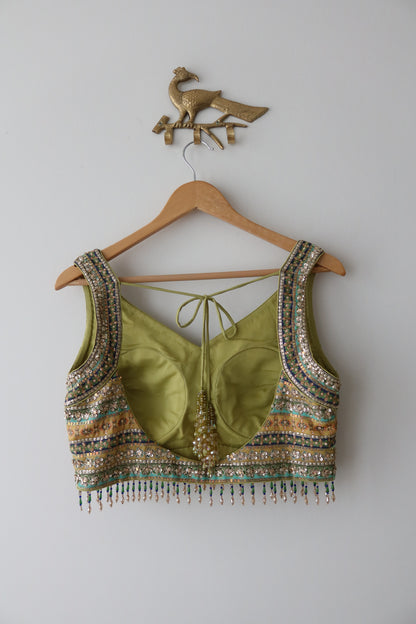 Lime Green Nazraana Lehenga Set