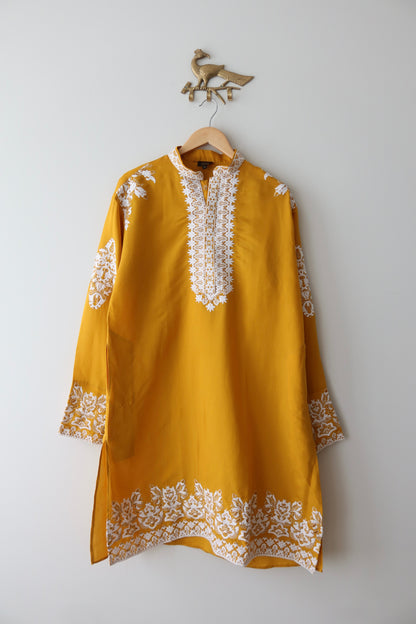 Yellow Kurta with Matching Scarf