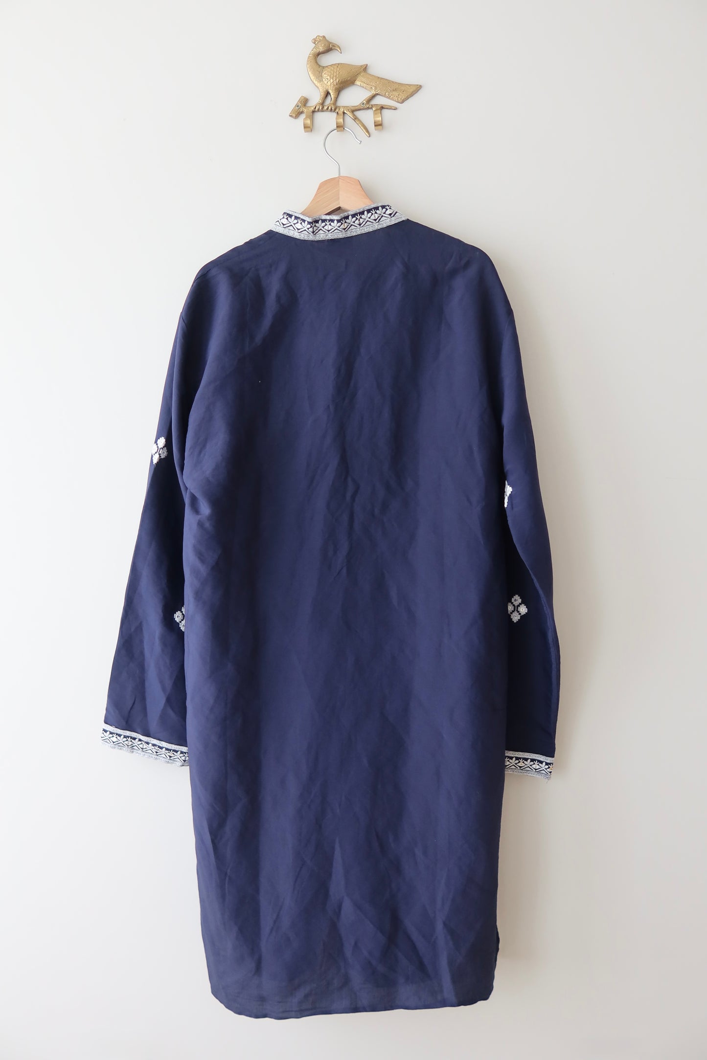 Navy Blue Cotton Kurta with Scarf