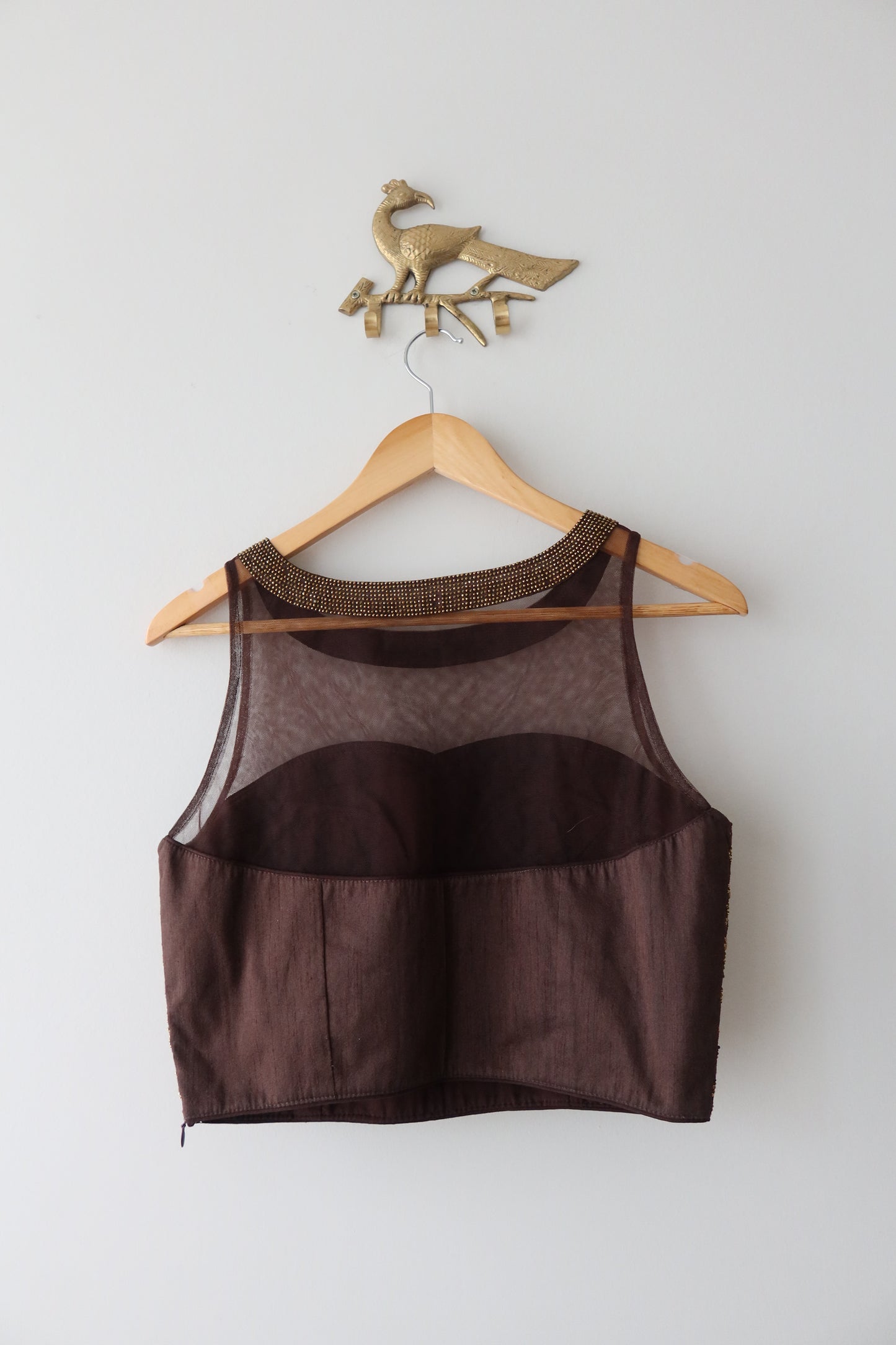 Brown Peacock Pleated Lehenga